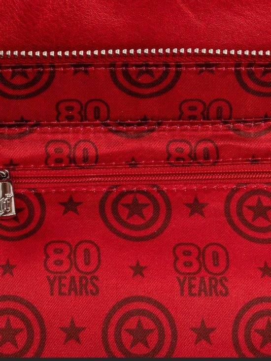 Marvel Loungefly Captain America 80th Anniversary Floral Shield Crossbody Purse - Picture 7 of 13